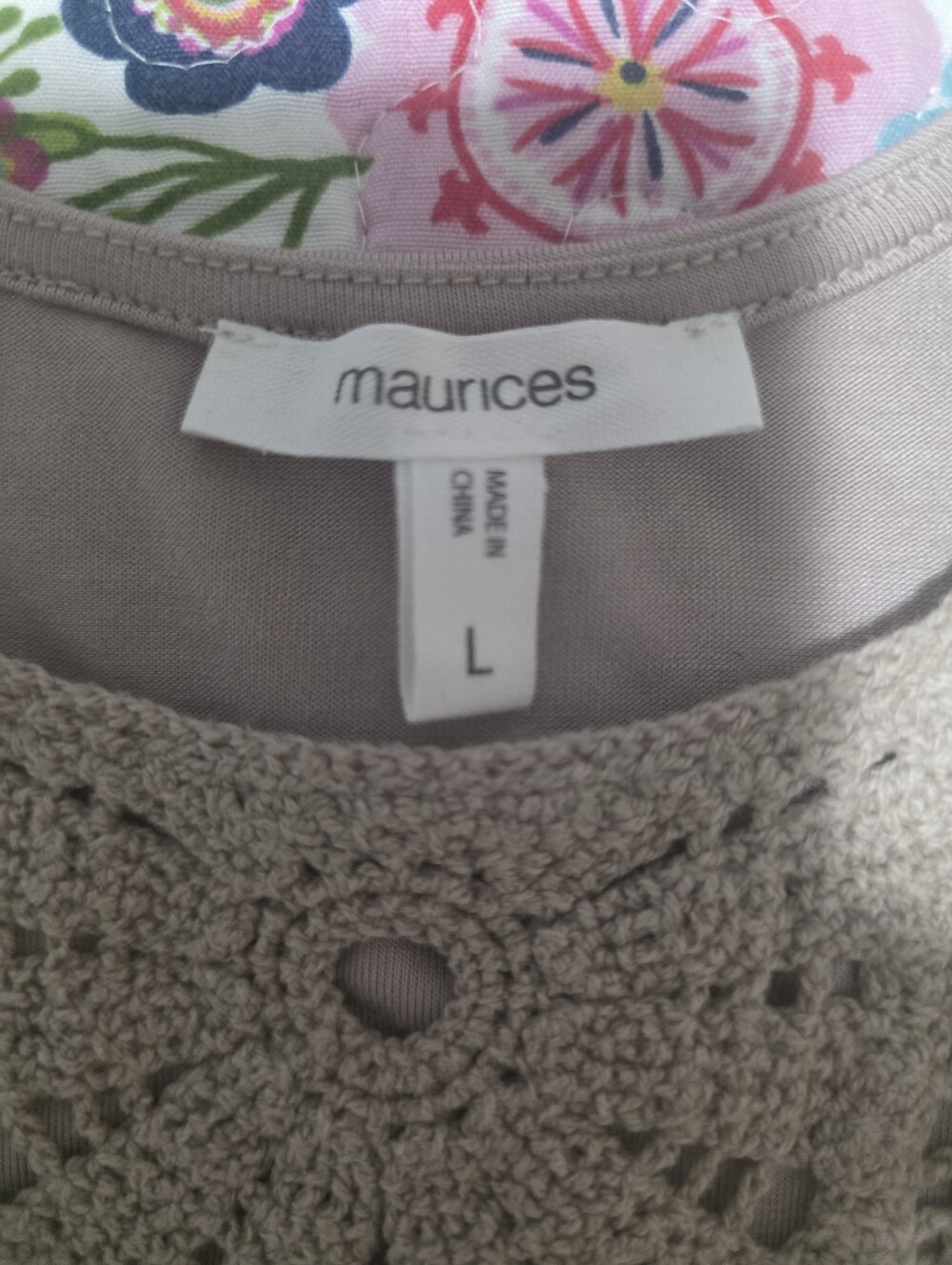 Maurices Crochet Front Knit Top in Taupe